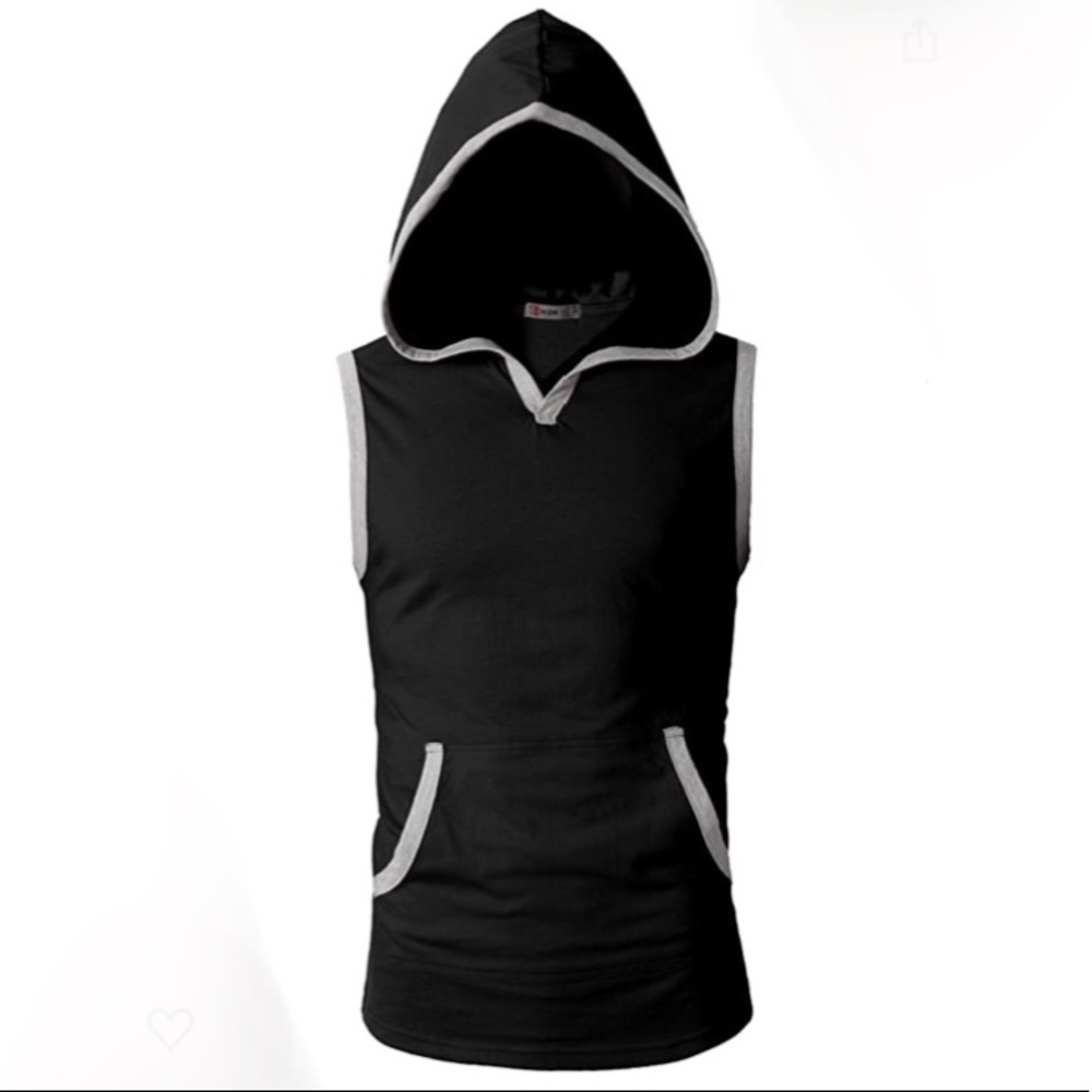 Men's Casual Hoodie Sleeveless Shirt with Pockets